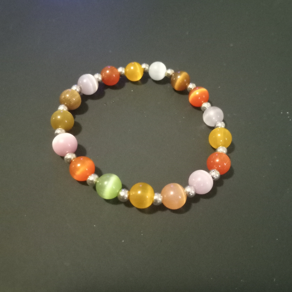 Multicolored Cat's Eye Beaded Bracelet